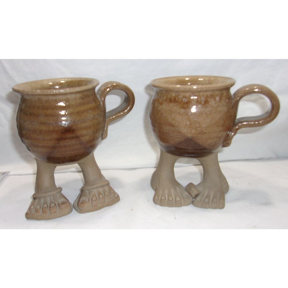 Muddy Waters Pottery Stamped Wine Goblets Cups Drinkware 5"